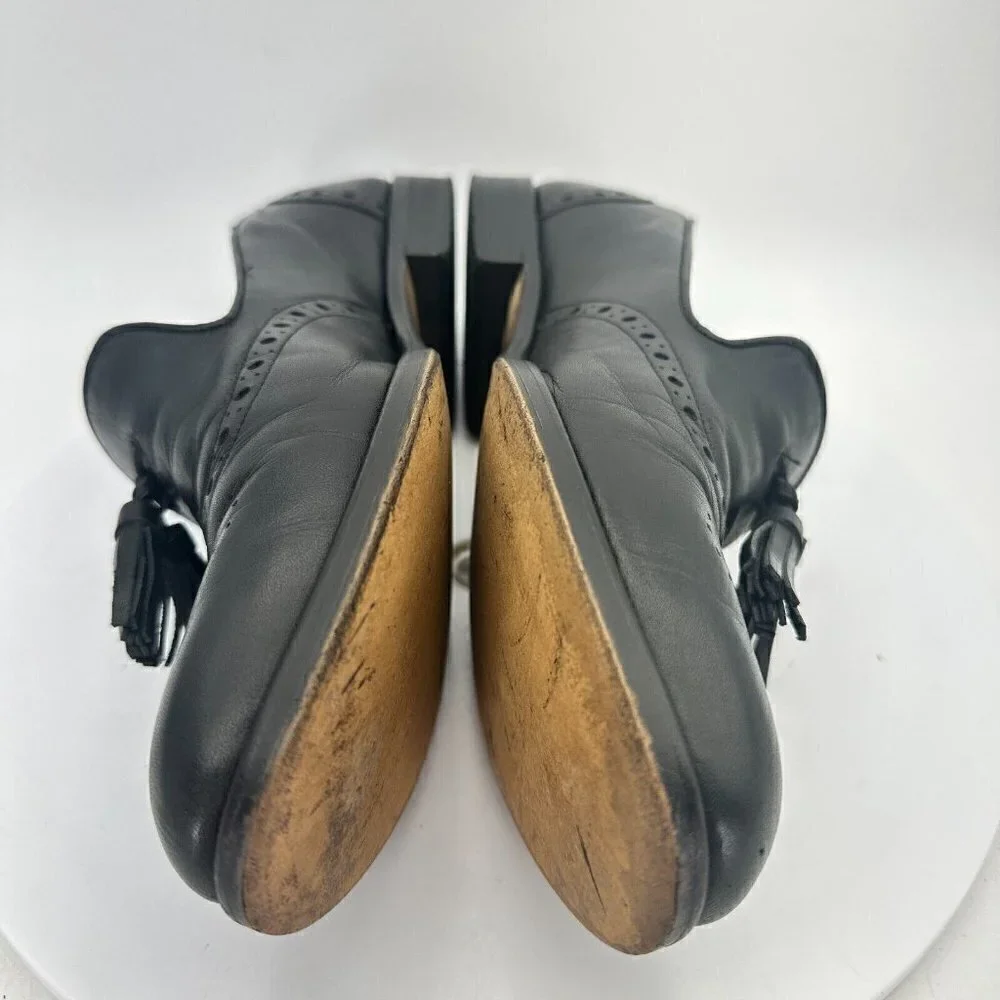 Salamander France Men Size 7.5 EU 40 Tasseled Loafer Slip On Shoes Black Leather